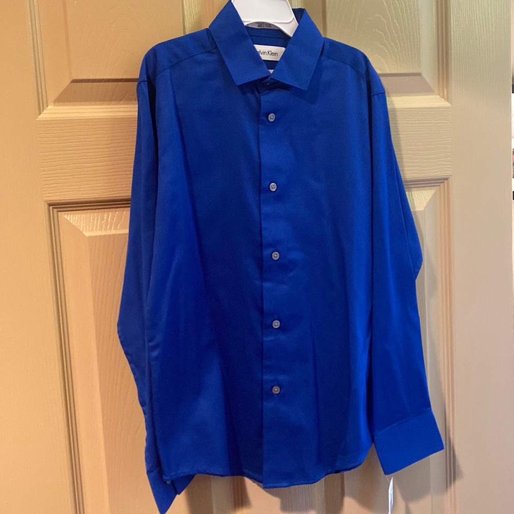 NWT Calvin Klein blue shirt size 10 reg boys